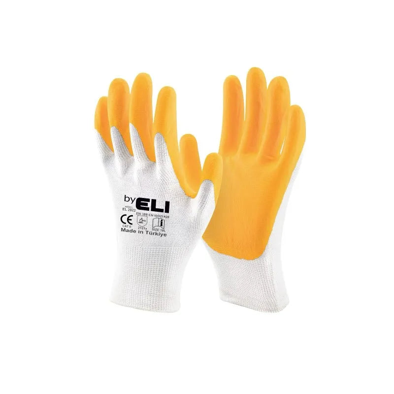 Eli EL-2022 1/2 Polyester Nitril Kaplı Sarı Ekonomik İş Eldiveni