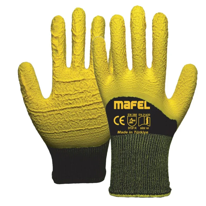 Mafel MF-084 3/4 Polyester Örgü Lateks Kaplı Pütürlü İş Eldiveni