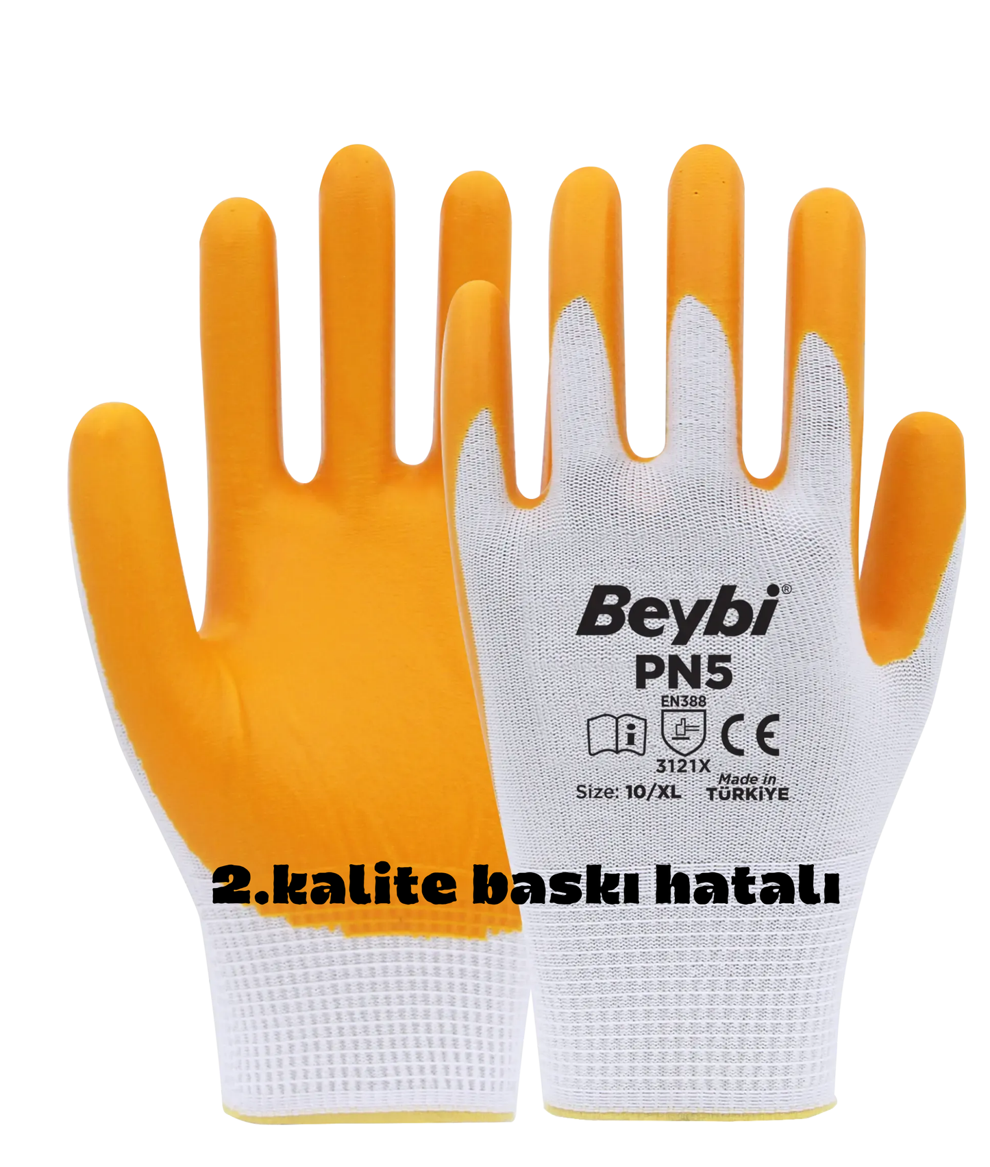 PN5 Polyester Örme Nitril Eldiven Sarı (2. Kalite)