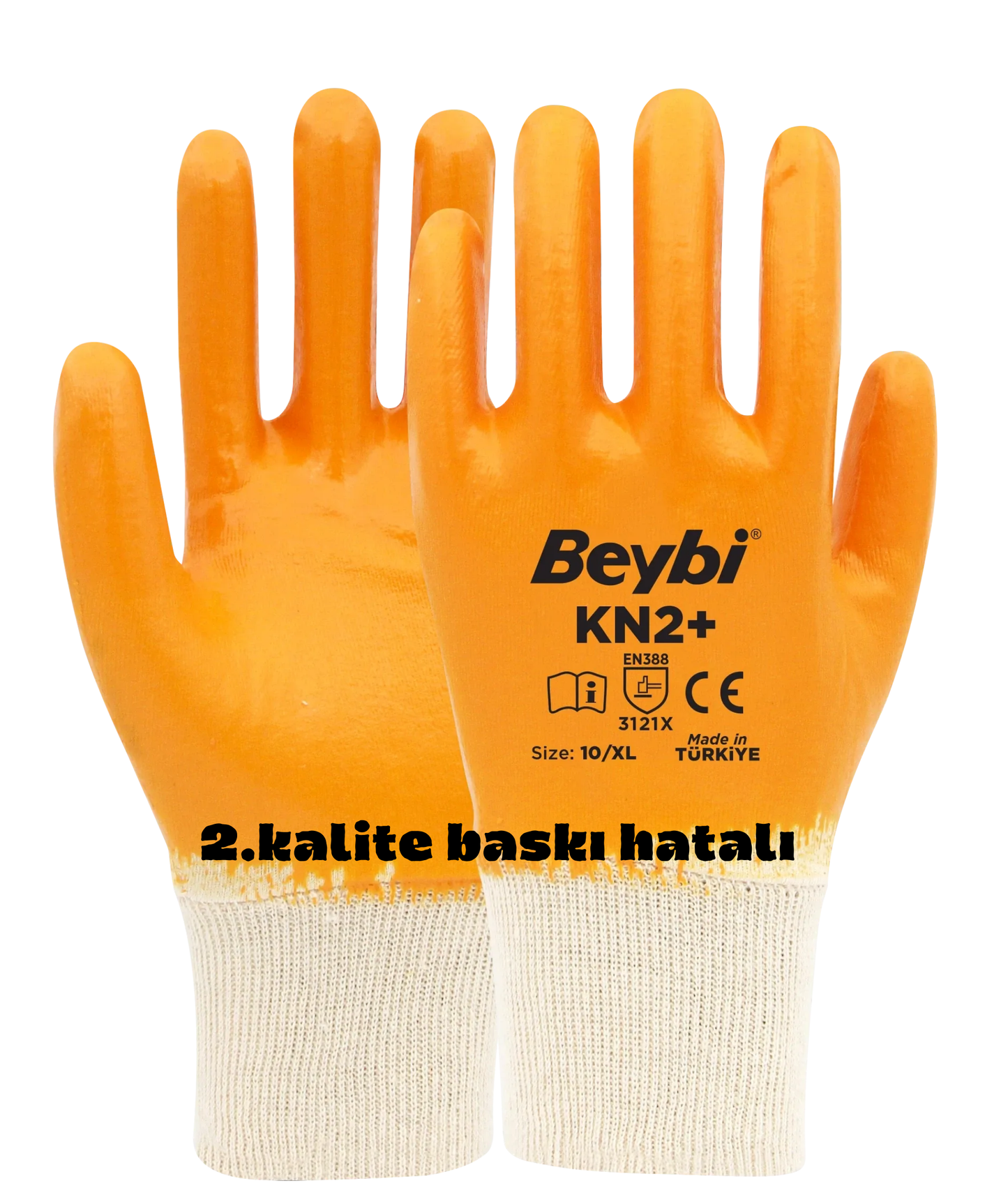 KN2+ Pamuk Nitril Eldiven Sarı (2. Kalite) 50 Adet