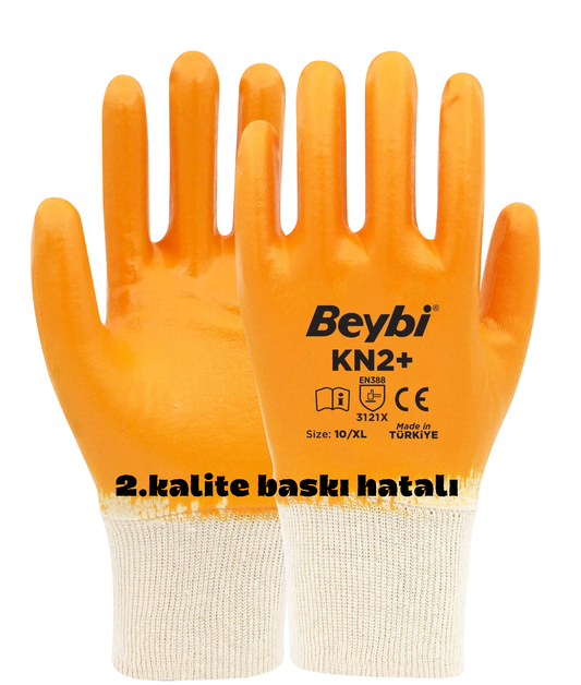 KN2+ Pamuk Nitril Eldiven Sarı (2. Kalite) 288 Adet (1 Koli)