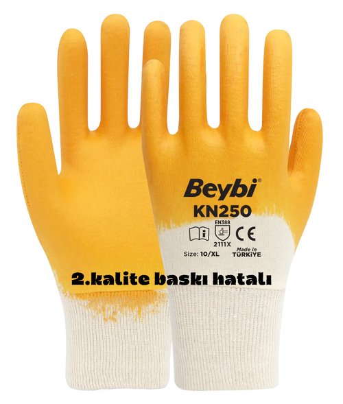 KN250 Pamuklu Nitril Eldiven Sarı (2. Kalite) 100 Adet