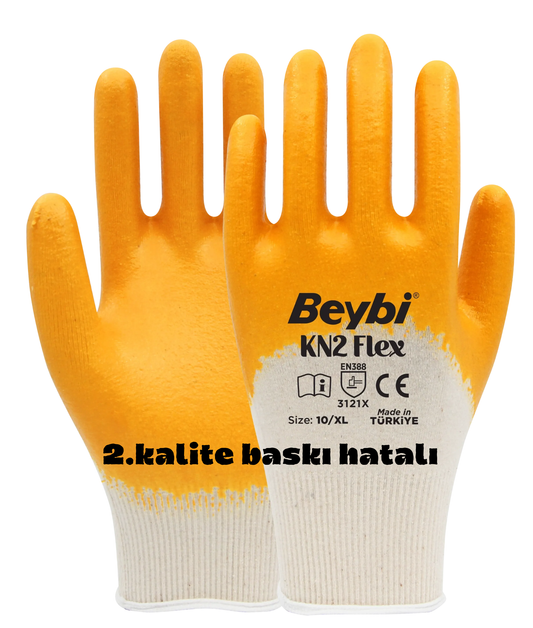 KN2 Flex Pamuk Likralı Örme Eldiven Sarı (2. Kalite) 100 Adet