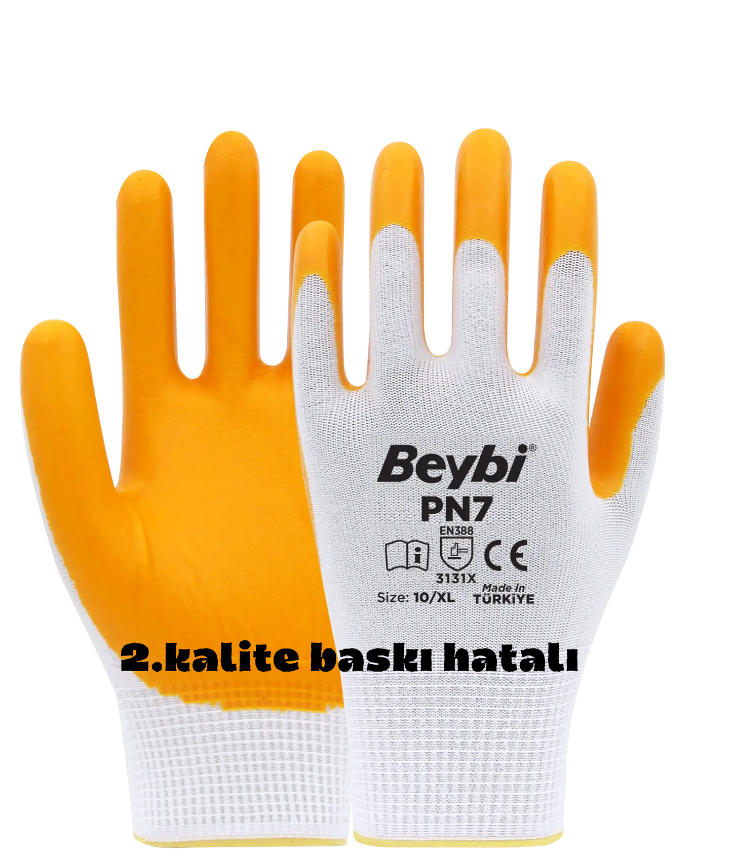 PN7 Polyester Örme Nitril Eldiven Sarı (2. Kalite) 288 Adet (1 Koli)