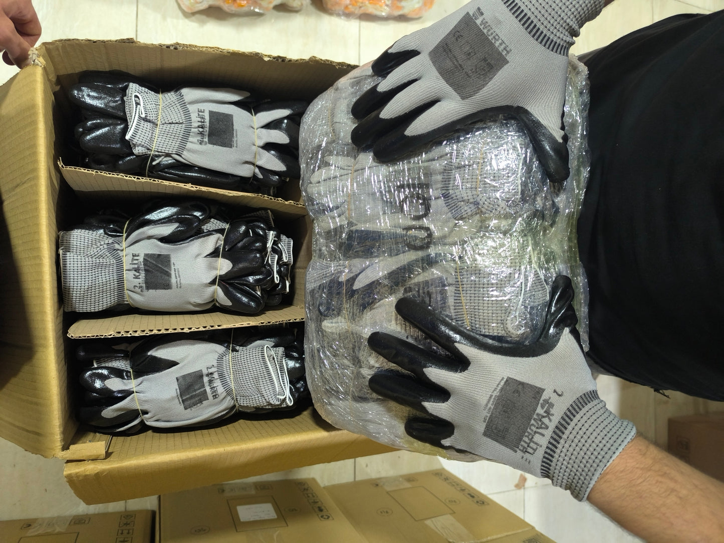 PN11 Polyester Örme Nitril Eldiven Gri (2. Kalite) 100 Adet