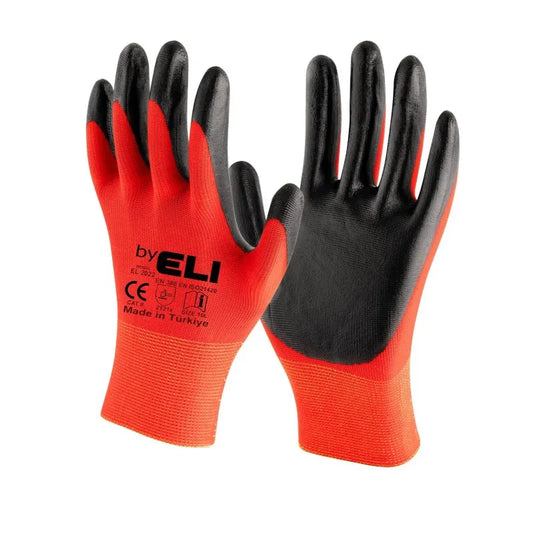 Eli EL-2022 1/2 Polyester Nitril Kaplı Kırmızı Ekonomik İş Eldiveni