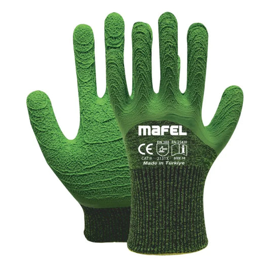 Mafel MF-085 3/4 Polyester Örgü Lateks Kaplı Pütürlü İş Eldiveni