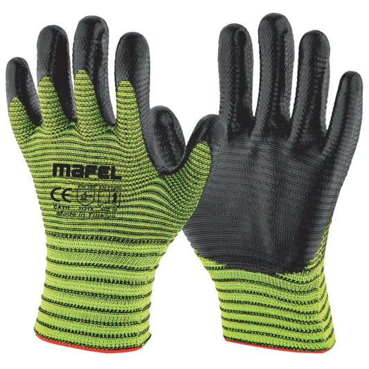 Mafel MF-132 1/2 Polyester Ekstra Nitril Kaplı Yeşil İş Eldiveni