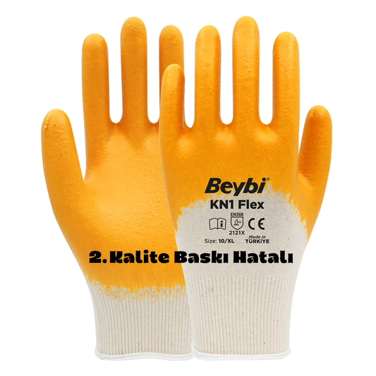 KN1 Flex Pamuk Nitril Eldiven Sarı (2. Kalite)