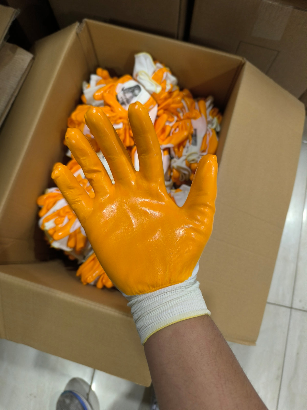 PN5 Polyester Örme Nitril Eldiven Sarı (2. Kalite)